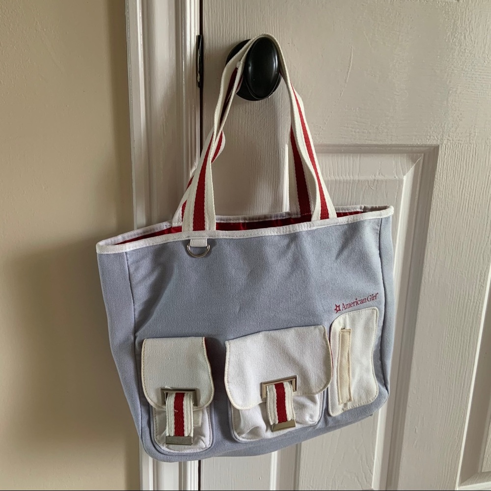 American Girl Blue and Red Nautical Tote Bag